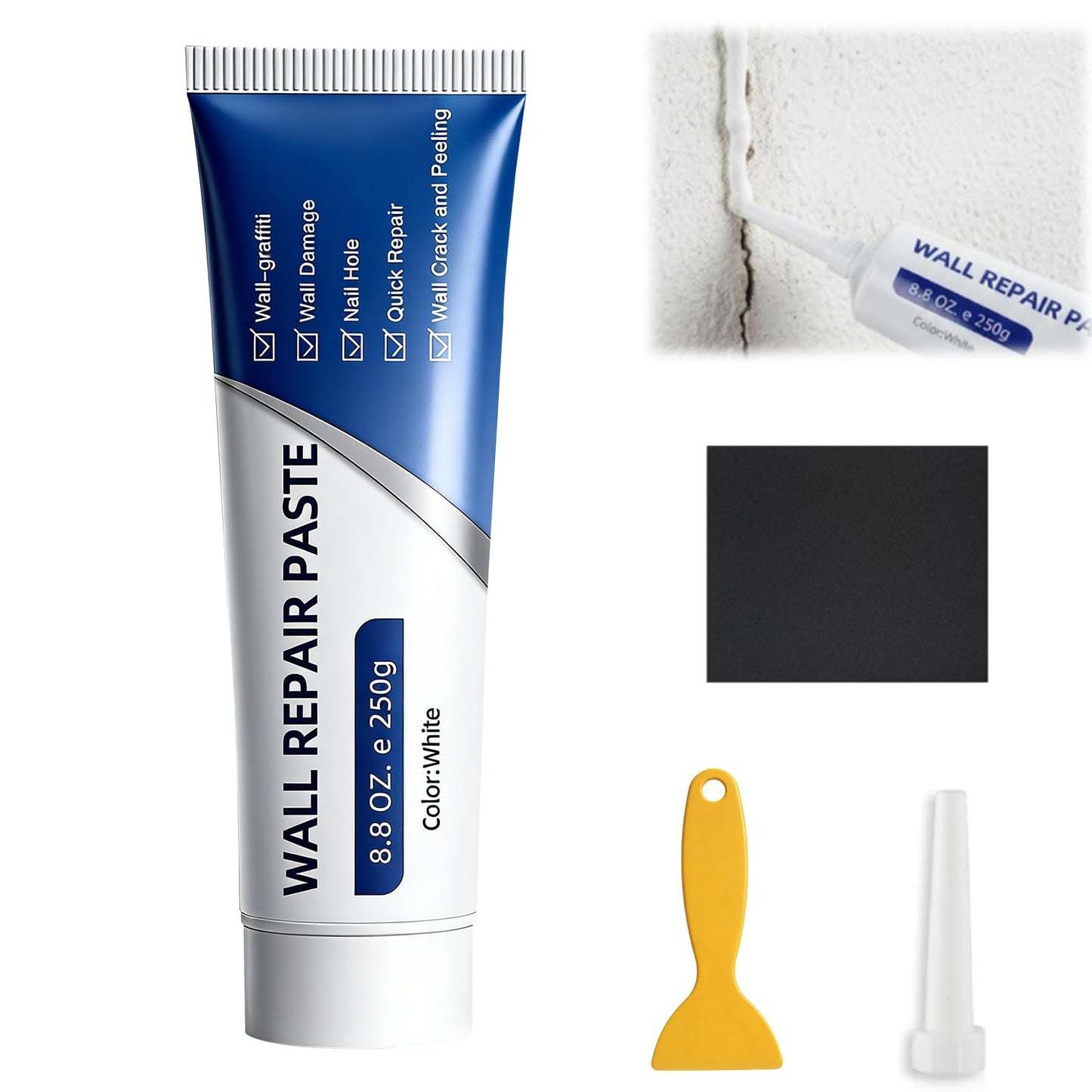 Wall Repair Paste Kit with Scraper for Holes, Cracks & Dents