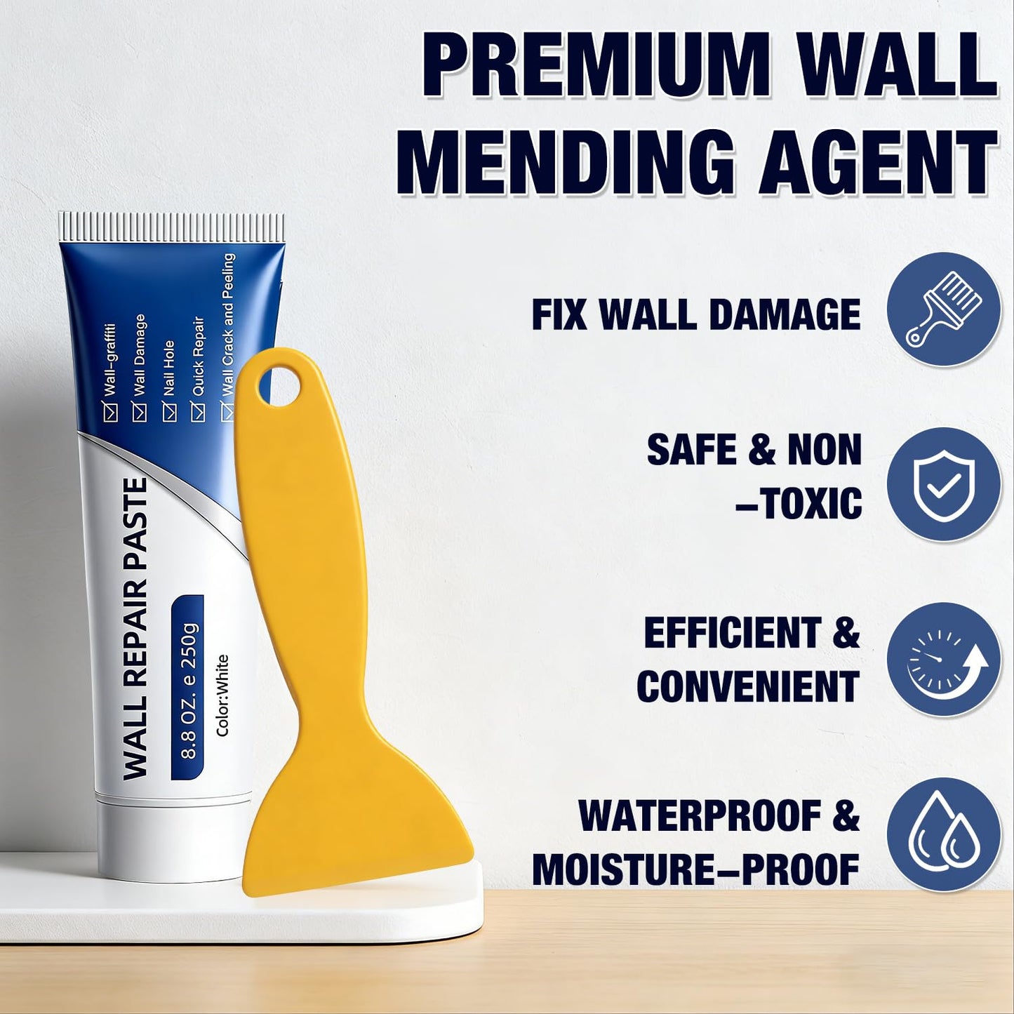 Wall Repair Paste Kit with Scraper for Holes, Cracks & Dents