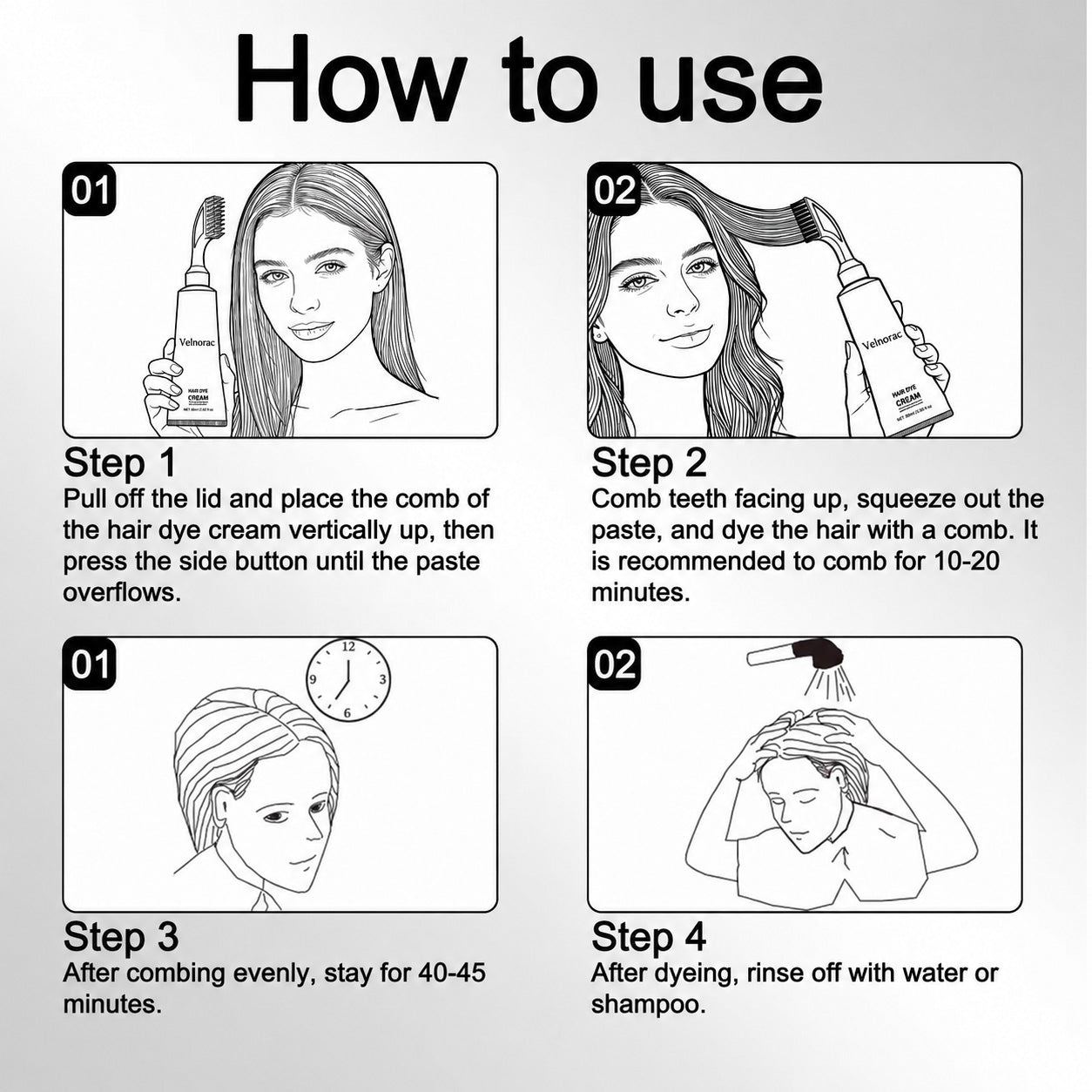 Instant Natural Black Hair Dye Cream – Easy Comb Application & Long-Lasting Color